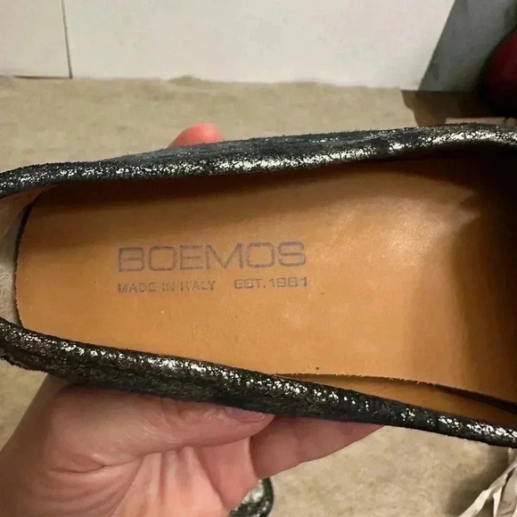 Boemos Italy Silver Metallic Suede Leather Loafer Flats Slip On Womens size 10 - Picture 13 of 15
